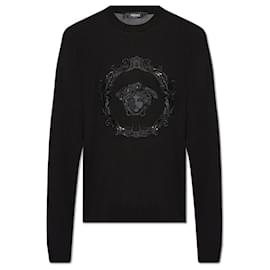 Versace-Versace Medusa knit sweater black-Black