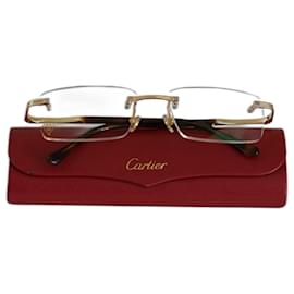 Cartier-ÓCULOS CARTIER PORTLAND UNISSEX DOUBLE CT8120165 DOURADO-Outro