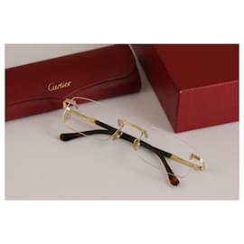 Cartier-ÓCULOS CARTIER PORTLAND UNISSEX DOUBLE CT8120165 DOURADO-Outro