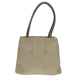 Céline-CELINE Macadam Canvas Shoulder Bag Beige Gold Auth 93204-Beige,Golden