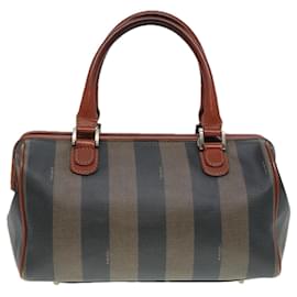 Fendi-Sac à main en toile Pecan FENDI marron noir or Auth 93410-Marron,Noir,Doré