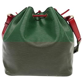 Louis Vuitton-LOUIS VUITTON Epi Petit Noe Shoulder Bag Bicolor Green Red M44147 LV Auth 93348-Red,Green
