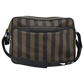 Fendi-Sac à épaule FENDI en toile Pecan enduite en toile marron Auth ep5905-Marron