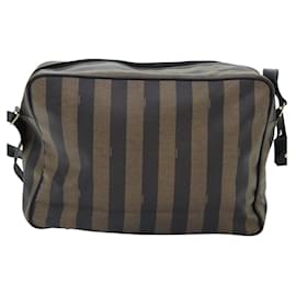 Fendi-Sac à épaule FENDI en toile Pecan enduite en toile marron Auth ep5905-Marron
