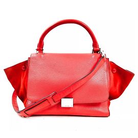 Sac Céline Trapeze en cuir rouge Rouge