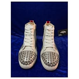 Christian Louboutin-Baskets montantes pour femme Christian Louboutin 37-Blanc,Rouge