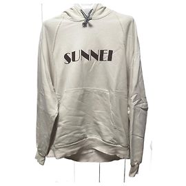 Autre Marque Sudadera con capucha Sunnei Logo Marfil Marrón Algodón Castaño Blanco Beige