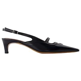 Autre Marque-Pointy Sling Back - Maison Kitsune - Leather - Black-Black