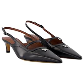 Autre Marque-Pointy Sling Back - Maison Kitsune - Leather - Black-Black