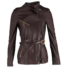 Gucci-Gucci Biker Jacket in Brown Leather-Brown