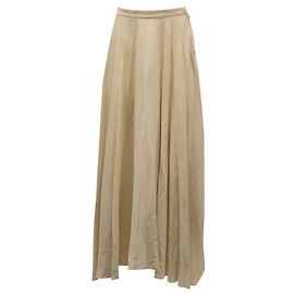 Gonna maxi plissettata Helmut Lang in seta nuda Marrone Carne