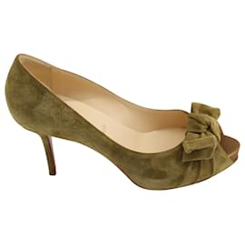 Christian Louboutin-Christian Louboutin Madame Butterfly Pumps in Green Suede-Green