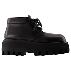 Alexander Mcqueen-Rubber Scarf Ankle Boots - Alexander McQueen - Synthetic - Black-Black