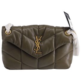 Bolsa de ombro matelassada Loulou Puffer da Saint Laurent em couro verde oliva Verde Verde oliva