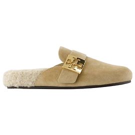 Mules en shearling doux - Tory Burch - Laine - Marron Marron