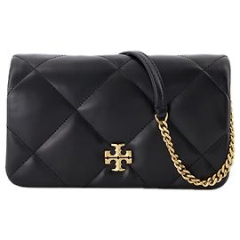 Kira Diamond Carteira Com Corrente - Tory Burch - Couro - Preto Preto