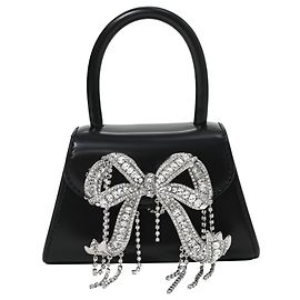 Alexander Wang Borsa a mano con manico superiore micro lucido Bow Self-Portrait in pelle nera Nero