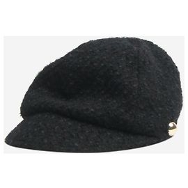 Eugenia Kim Black tweed newsboy cap Black
