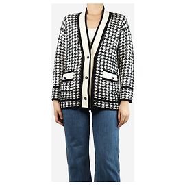 Claudie Pierlot Schwarzer Hahnentrittmuster-Cardigan - Größe UK 8 Schwarz