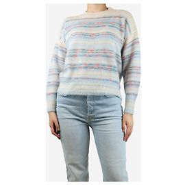 Isabel Marant Etoile Pull en mohair mélangé rayé bleu bébé et crème - taille UK 6 Bleu