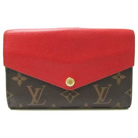 Portefeuille compact Pallas Monogram Louis Vuitton Marron Rouge
