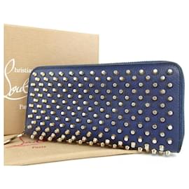 Christian Louboutin-Christian Louboutin Panettone spike stud zip-around purse leather-Blue