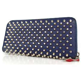 Christian Louboutin-Christian Louboutin Panettone spike stud zip-around purse leather-Blue