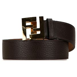 Fendi FF Brown Leather Men's Belt Brown