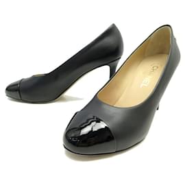 Chanel-NINE CHANEL SHOES G33302 39 BLACK LEATHER PUMPS-Black