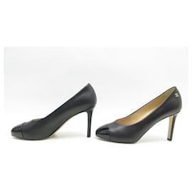 Chanel-NINE CHANEL SHOES G33302 39 BLACK LEATHER PUMPS-Black