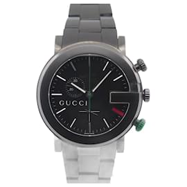 Gucci-GUCCI WATCH YA101331 CHRONO 43 MM QUARTZ BRUSHED BLACK STEEL WATCH-Black