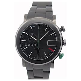 Gucci-GUCCI WATCH YA101331 CHRONO 43 MM QUARTZ BRUSHED BLACK STEEL WATCH-Black