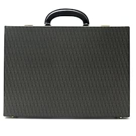 Saint Laurent-SAINT LAURENT DOCUMENT HOLDER 359214 MONOGRAM CANVAS LEATHER BRIEFCASE-Black