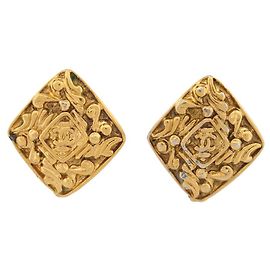 BRINCOS VINTAGE CHANEL LOGO CC LOSANGO EM METAL DOURADO Dourado