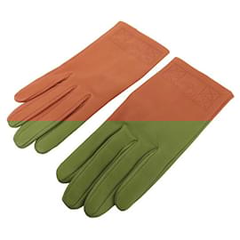 Hermès-NINE HERMES DOG COLLAR MEDOR PERFORATED LAMB LEATHER 6.5 GLOVES-Brown