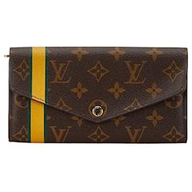 Louis Vuitton-Louis Vuitton Monogram Portefeuille Sarah Long Wallet-Brown,Fuschia