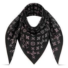 Sciarpa Louis Vuitton Mahina Monogram in seta nera Nero