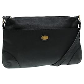 Fendi-FENDI Celeria Shoulder Bag Leather Black Gold Auth bs18442-Black,Golden