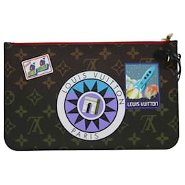 Louis Vuitton-LOUIS VUITTON Monogram World Tour Neverfull MM Pouch M42844 LV Auth 92896-Monogram