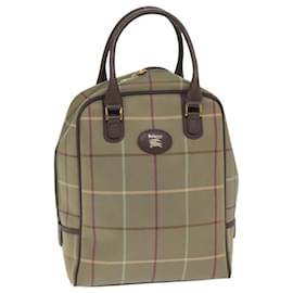 Autre Marque-Burberrys Nova Check Hand Bag Canvas Beige Gold Auth 93484-Beige,Golden