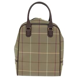 Autre Marque-Burberrys Nova Check Hand Bag Canvas Beige Gold Auth 93484-Beige,Golden