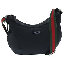 Borsa a spalla GUCCI GG Canvas Web Sherry Line Nera Rossa 181092 Auth bs18559 Nero Argento Rosso