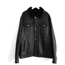 Ermenegildo Zegna Zegna Sport Shealring Lined Lamb Leather Short Coat Jacket Black