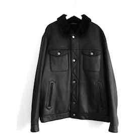 Ermenegildo Zegna-Zegna Sport Shealring Lined Lamb Leather Short Coat Jacket-Black