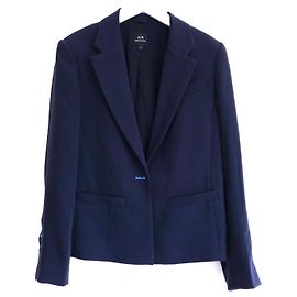 Armani Exchange Navy Contrast Button Hole Blazer Jacket Navy blue