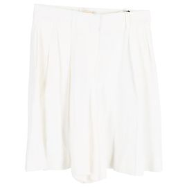 Khaite Isabelle Short en Acétate Plissé Taille Haute en Blanc Blanc