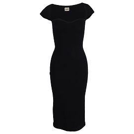 Abito midi in lana nera Khaite Allegra con scollo a cuore Nero