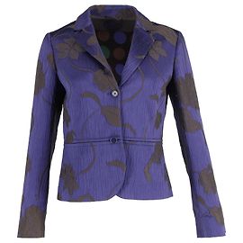 Etro Floral Pattern Blazer in Blue Cotton Blue