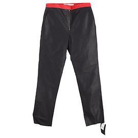 Pantalons droits taille haute en cuir noir de Victoria Beckham Noir
