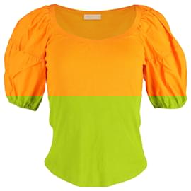 Ulla Johnson-Ulla Johnson Scoop Neck Short Sleeve T-Shirt in Orange Cotton-Orange,Coral